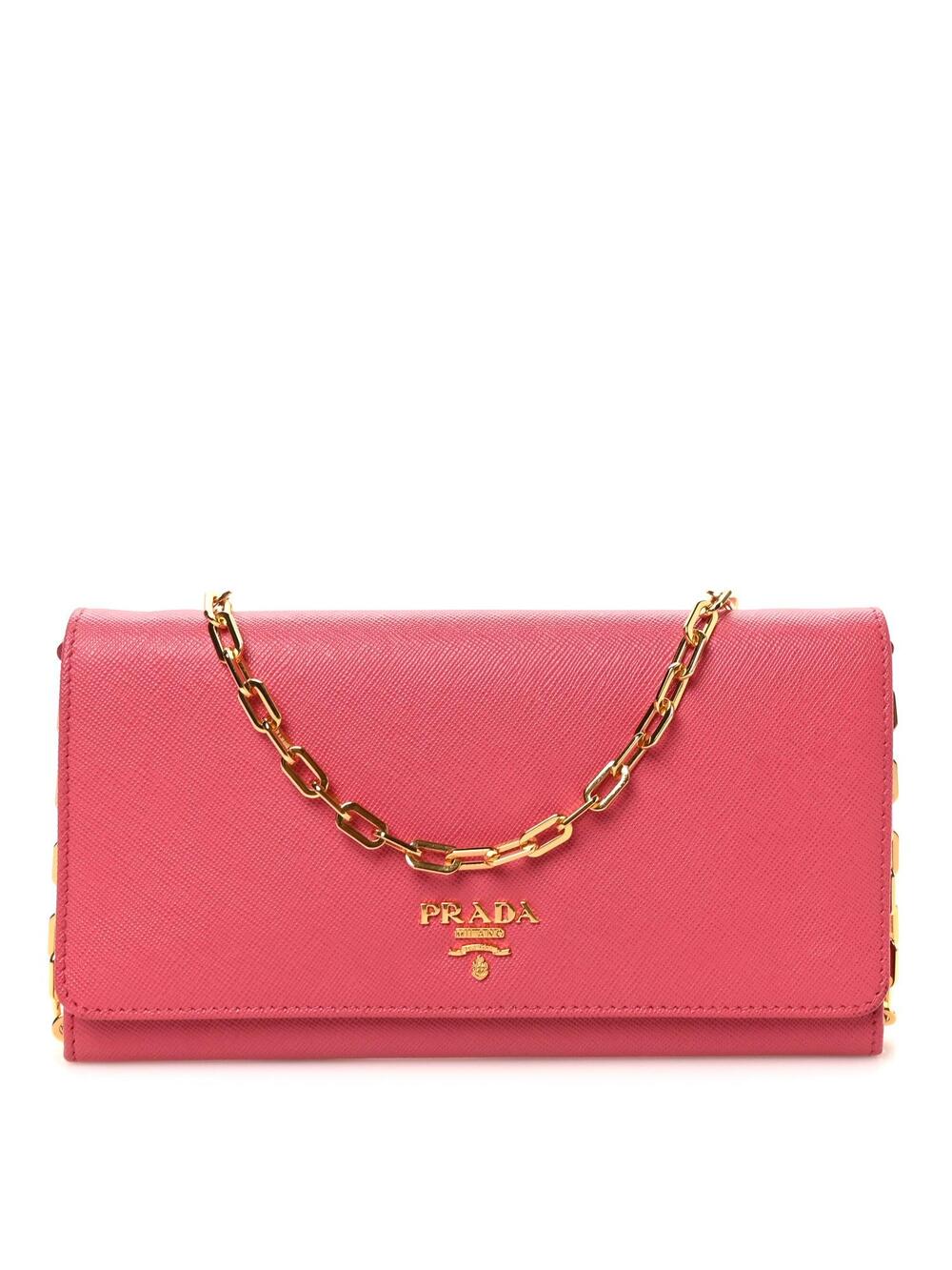 Prada Saffiano Metal Oro Chain Wallet #373392P69B